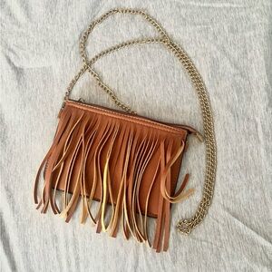 Brown Fringed Mini Purse